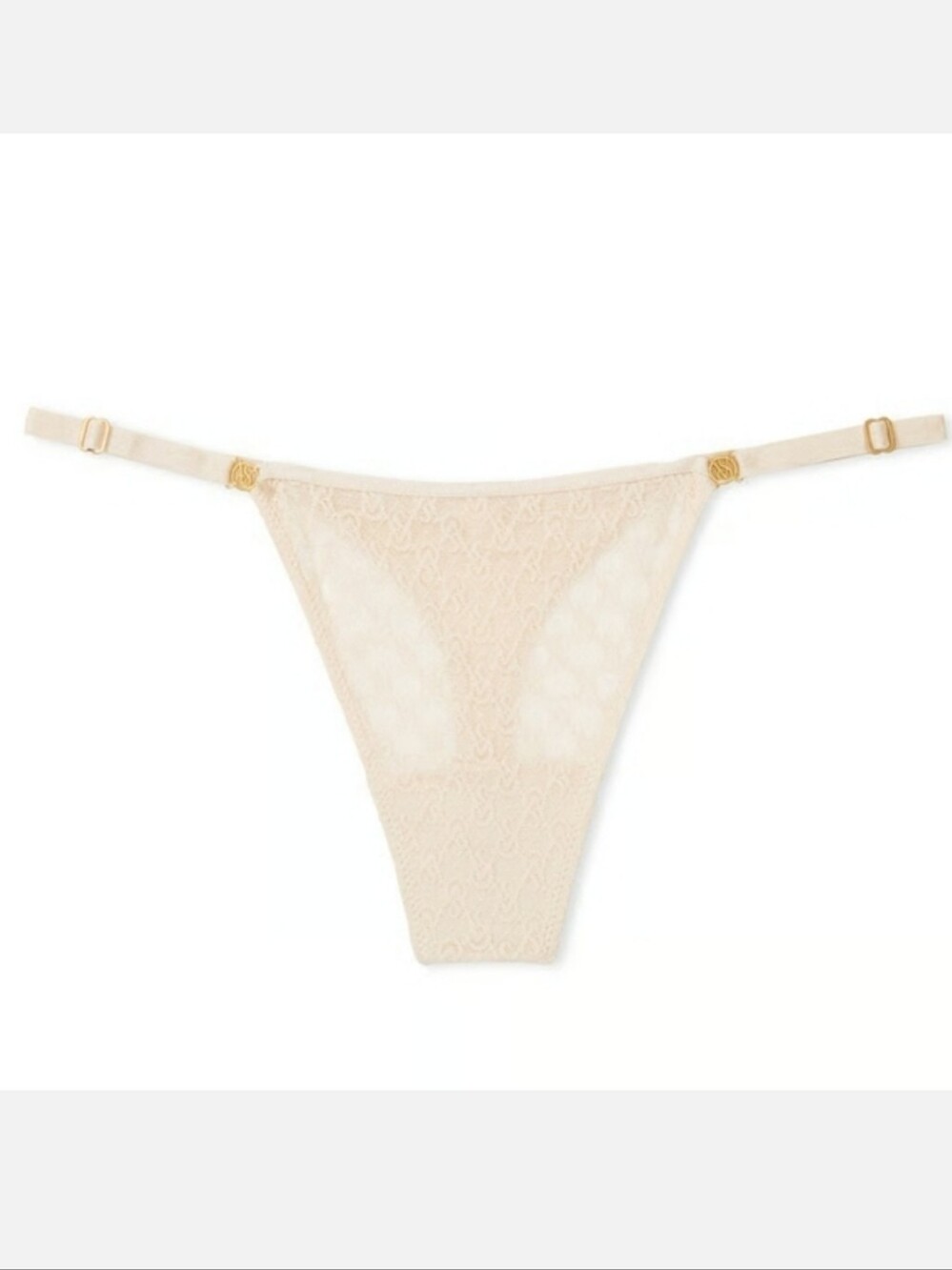 Victoria's Secret Very Sexy Icon Lace Adjustable Thong Panty CREAM XLARGE